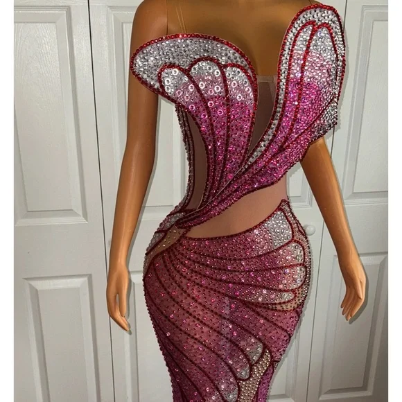 Glamorous Strapless Pink and Red Dress - Picture 2 of 3